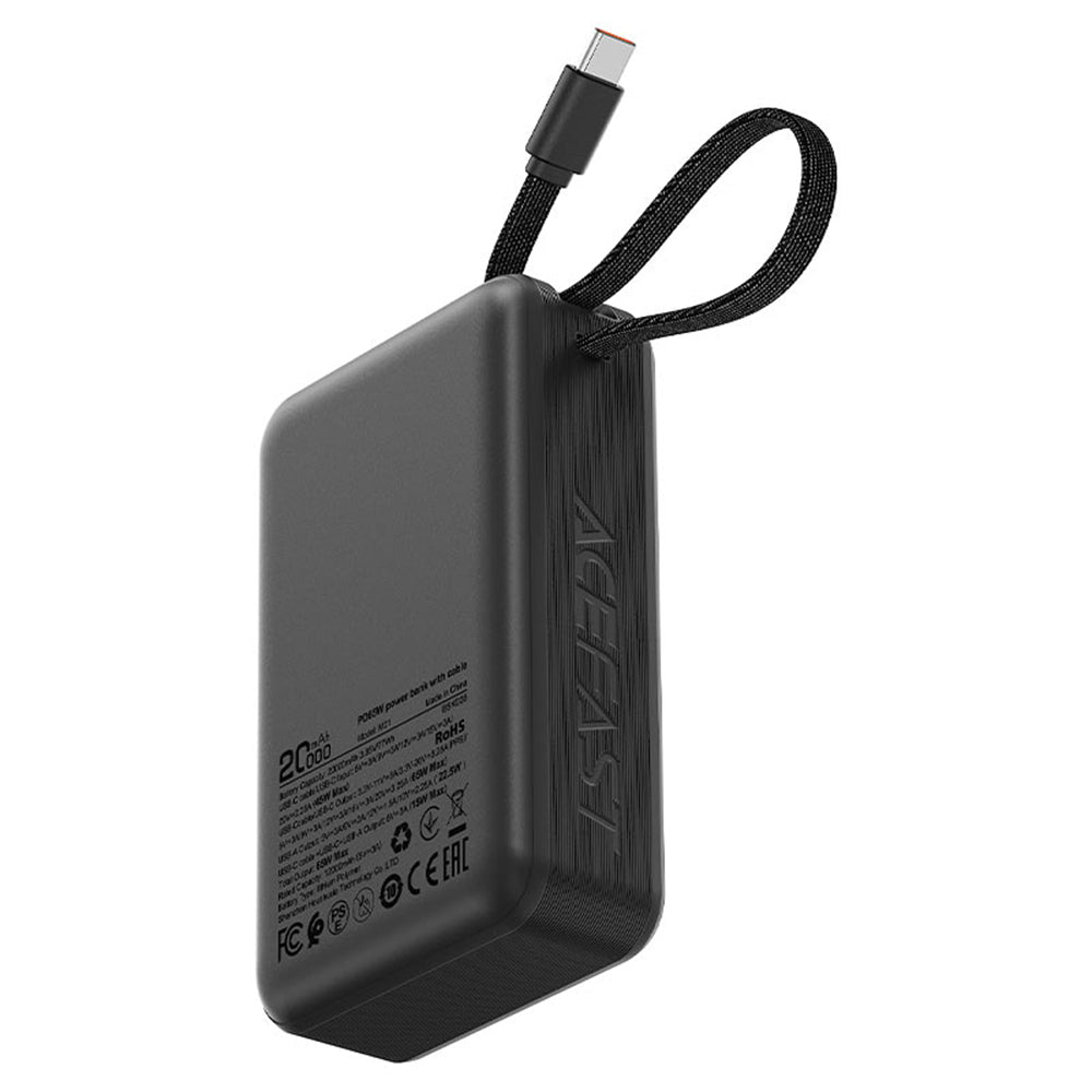 Külső akkumulátor Acefast M21, 20000mAh, 65W, QC + PD, 1 x USB-A - 2 x USB-C, Fekete