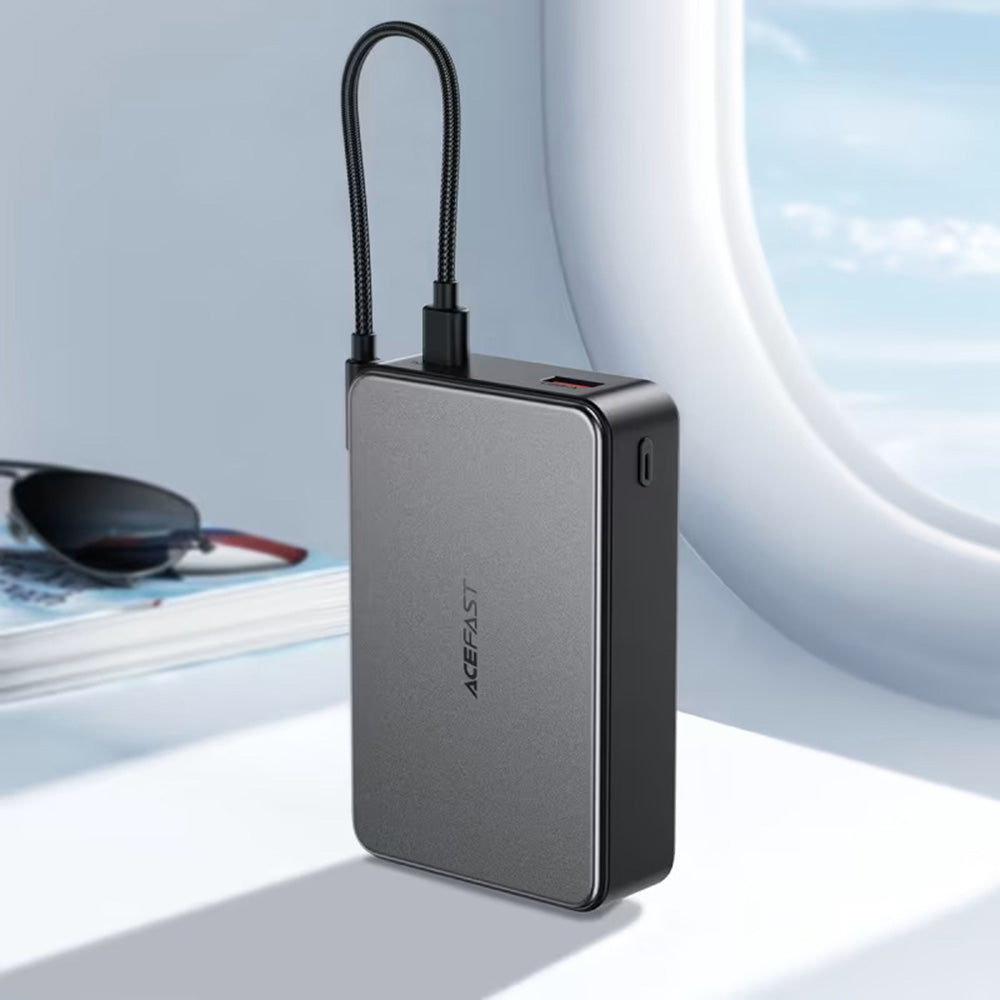 Acefast M29 külső akkumulátor, 20000mAh, 22.5W, QC + PD, 1 x USB-A - 2 x USB-C, Fekete