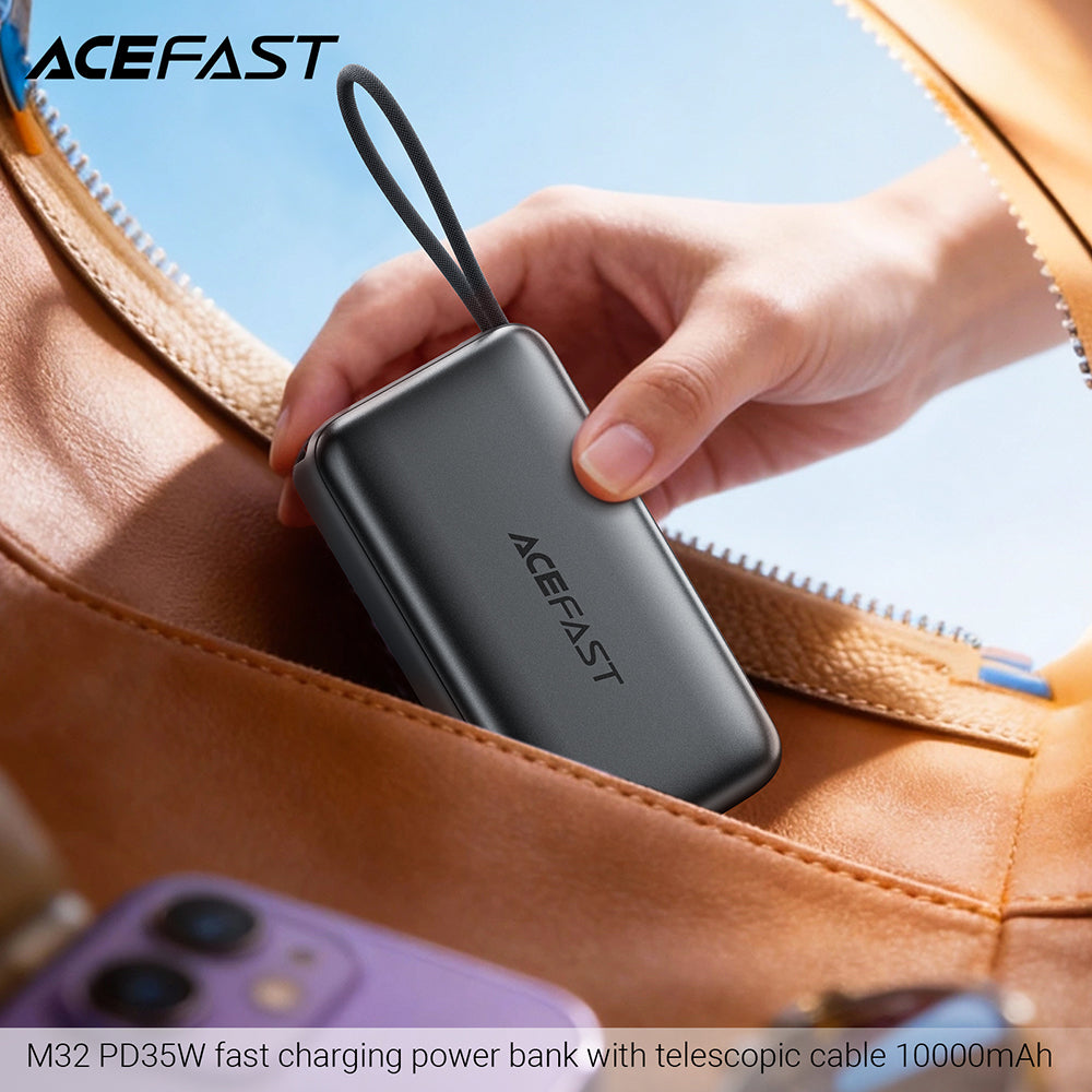 Külső akkumulátor Acefast M32, 10000mAh, 35W, PD, 2 x USB-C, Szürke