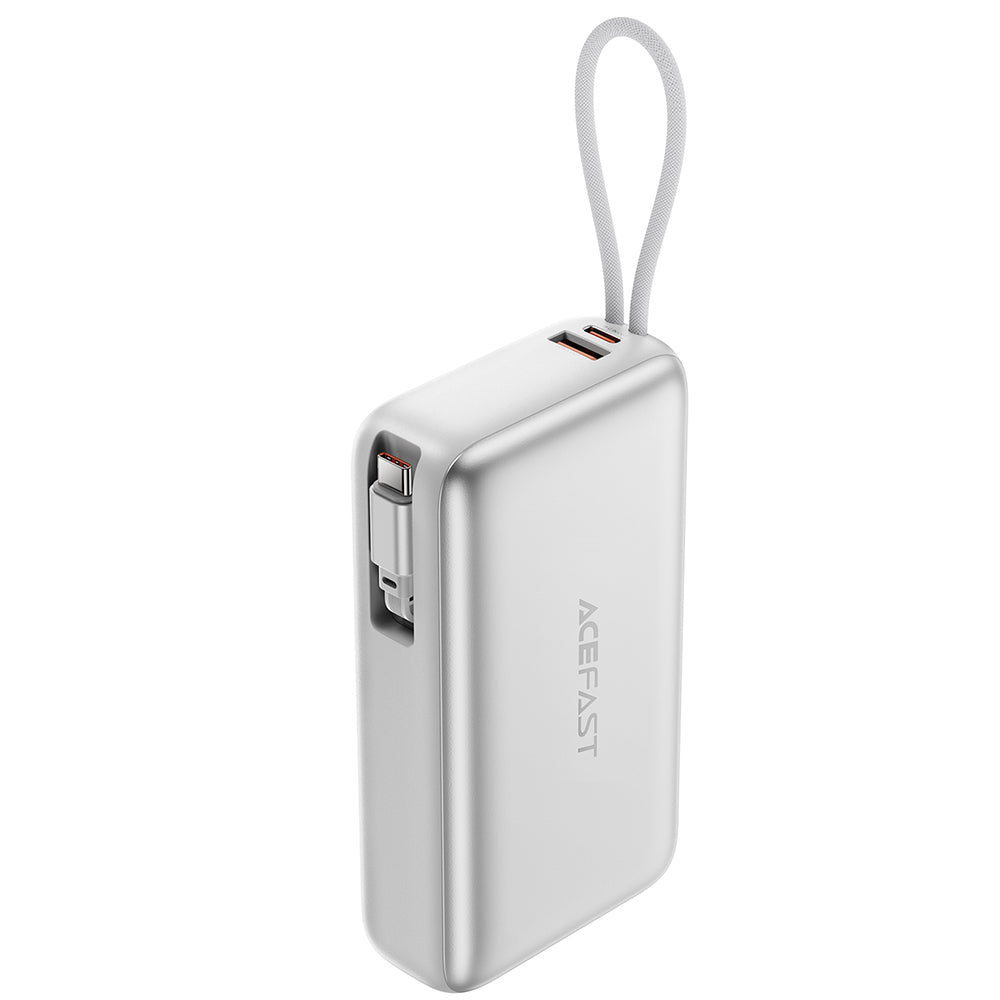 Külső akkumulátor Acefast M34, 20000mAh, 45W, QC + PD, 1 x USB-A - 2 x USB-C, Ezüst