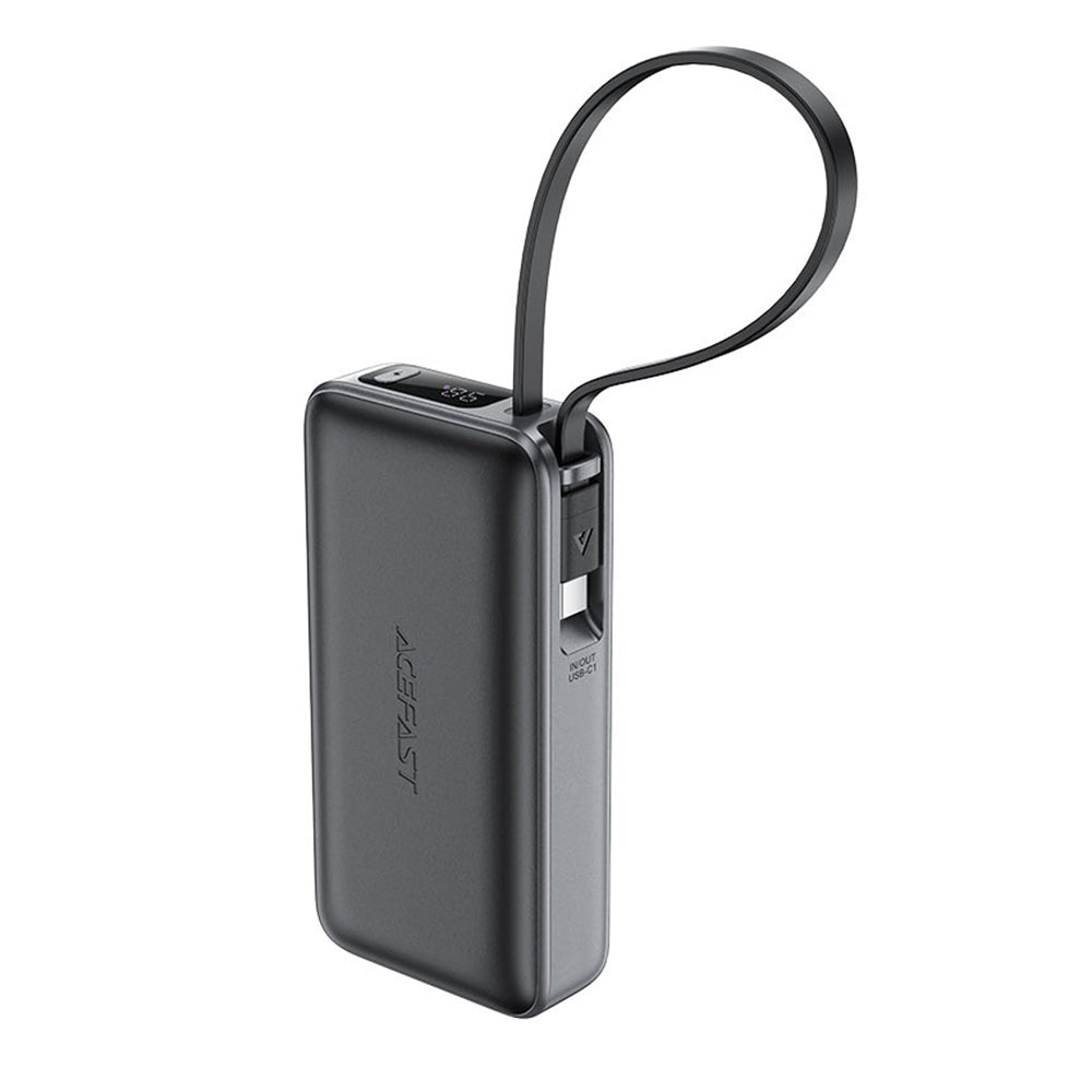 Acefast M7 külső akkumulátor, 10000mAh, 30W, QC + PD, 1 x USB-A - 2 x USB-C, fekete