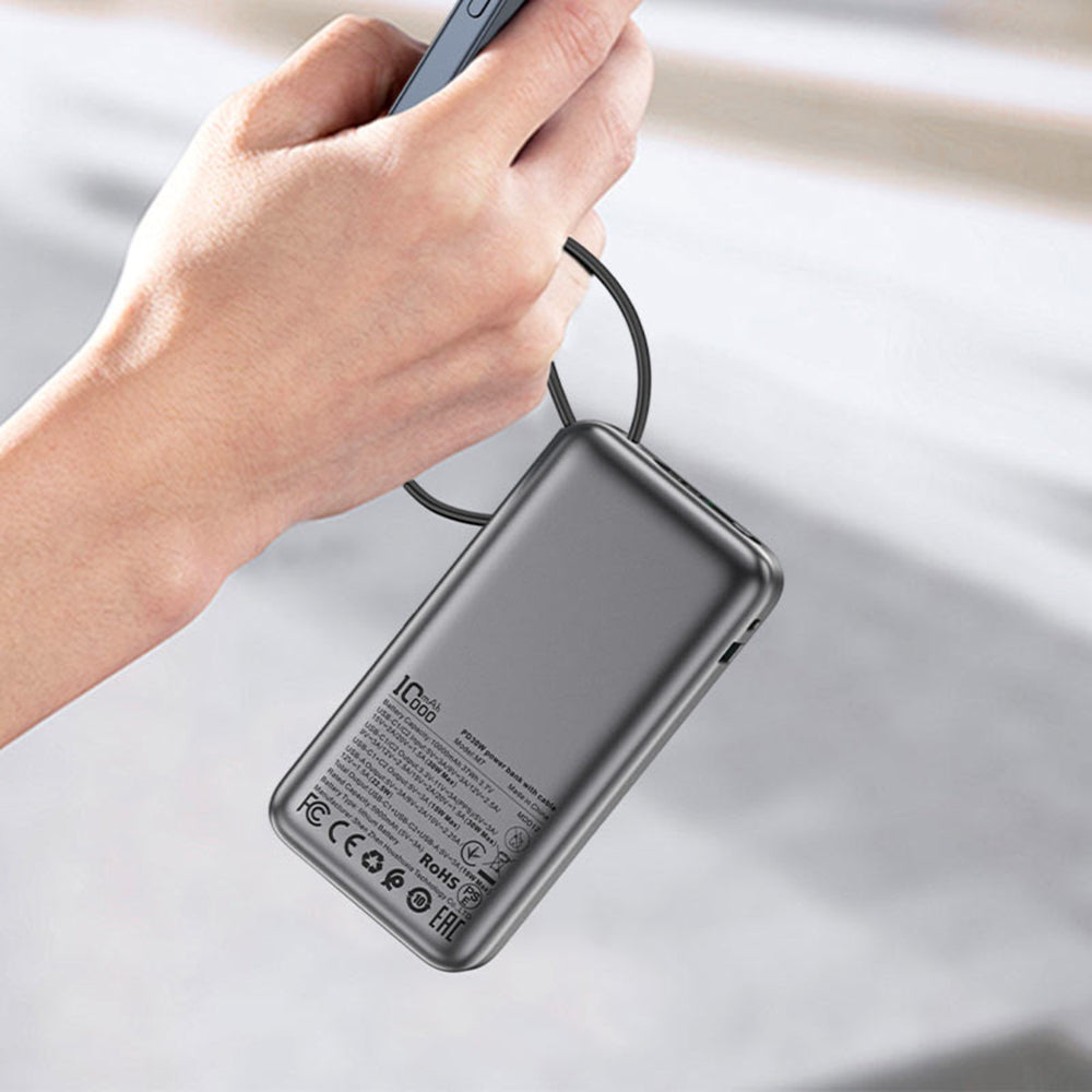 Acefast M7 külső akkumulátor, 10000mAh, 30W, QC + PD, 1 x USB-A - 2 x USB-C, fekete