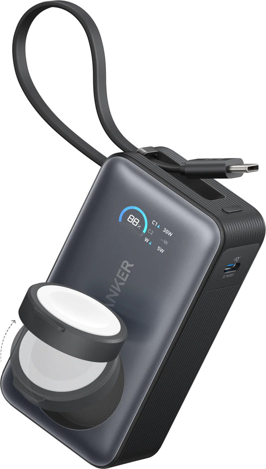 Anker MagGo külső akkumulátor, 10000mAh, 35W, PD + QI, 1 x QI - 2 x USB-C, fekete A1657011