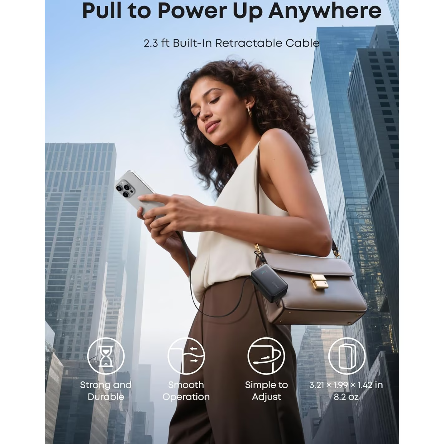 Anker Nano külső akkumulátor, 10000mAh, 45W, QC + PD, 1 x USB-A - 1 x USB-C, Fekete A1638H11