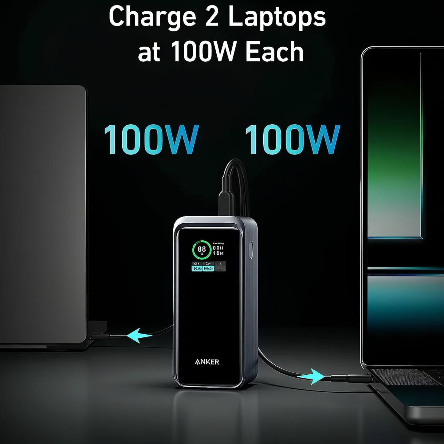 Anker Prime külső akkumulátor, 20000mAh, 200W, QC + PD, 1 x USB-A - 2 x USB-C, fekete A1336011