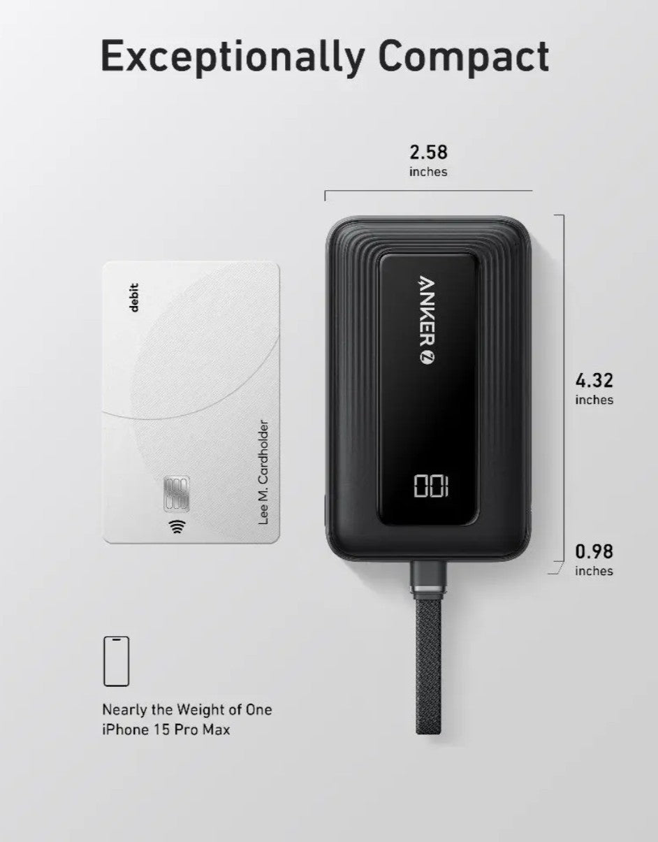 Anker Zolo külső akkumulátor, 10000mAh, 30W, QC + PD, 1 x USB-A - 2 x USB-C, Fekete A1688H11