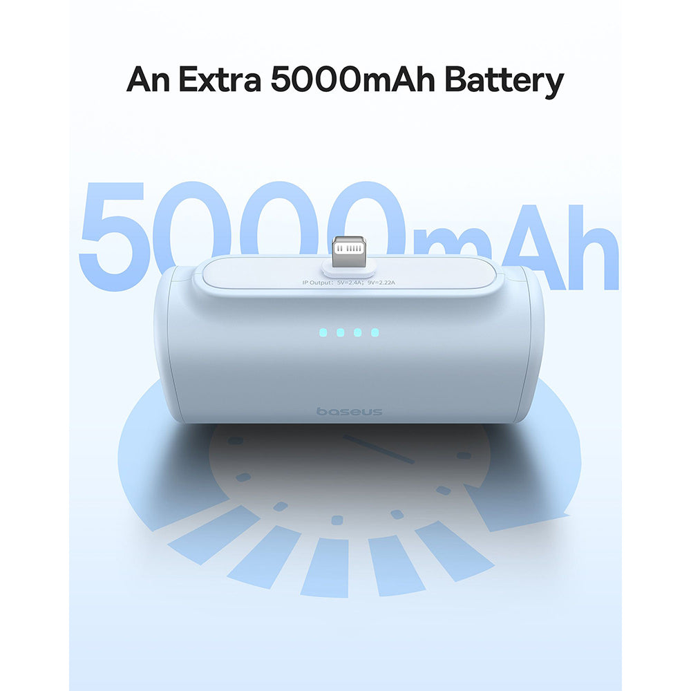 Baseus Compact külső akkumulátor, 5000mAh, 20W, PD, 1 x Lightning - 1 x USB-C, kék P10068307313-00