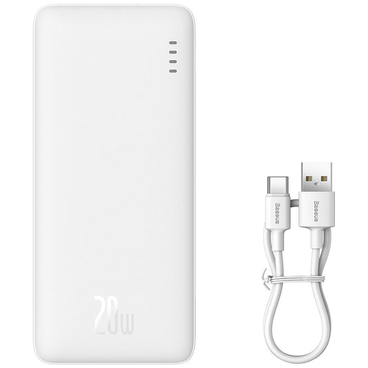 Külső akkumulátor Baseus Airpow, 10000mAh, 20W, QC + PD, 1 x USB-A - 1 x USB-C, Fehér