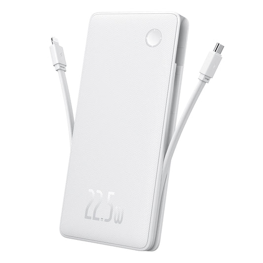 Baseus Airpow Lite külső akkumulátor, 10000mAh, 22.5W, QC + PD, 1 x Lightning - 1 x USB-A - 2 x USB-C, Fehér P10067501213-00