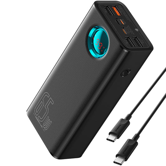 Külső akkumulátor Baseus Amblight Digitális Kijelző, 26800mAh, 65W, QC + PD, 1 x USB-C - 4 x USB-A, Fekete P10022402113-00