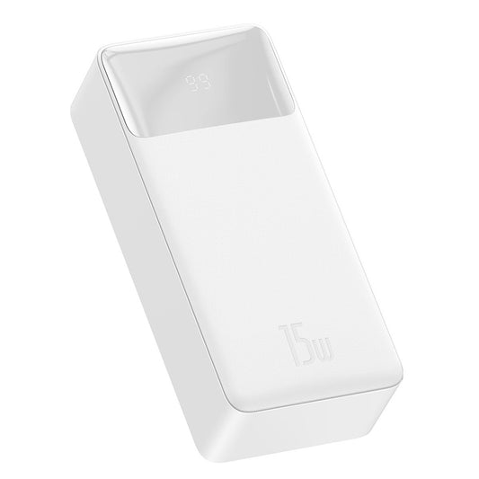 Baseus Bipow külső akkumulátor, 30000mAh, 15W, 1 x USB-C - 2 x USB-A, Fehér PPBD050202