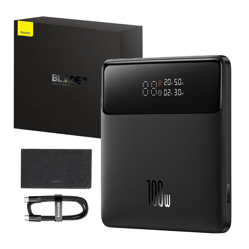 Baseus Blade HD külső akkumulátor, 20000mAh, 100W, QC + PD, 2 x USB-A - 2 x USB-C, Fekete PPBL000301