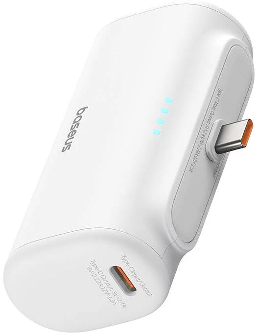 Baseus Compact külső akkumulátor, 5000mAh, 20W, PD, 2 x USB-C, Fehér P10068306213-00