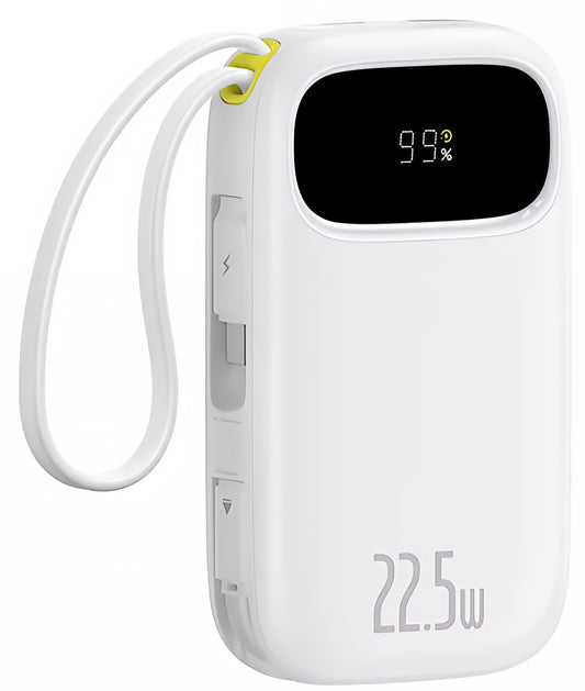 Baseus EnerFill FC31 külső akkumulátor, 10000mAh, 22,5W, QC + PD, 1 x Lightning - 1 x USB-A - 2 x USB-C, Fehér P10082106213-00