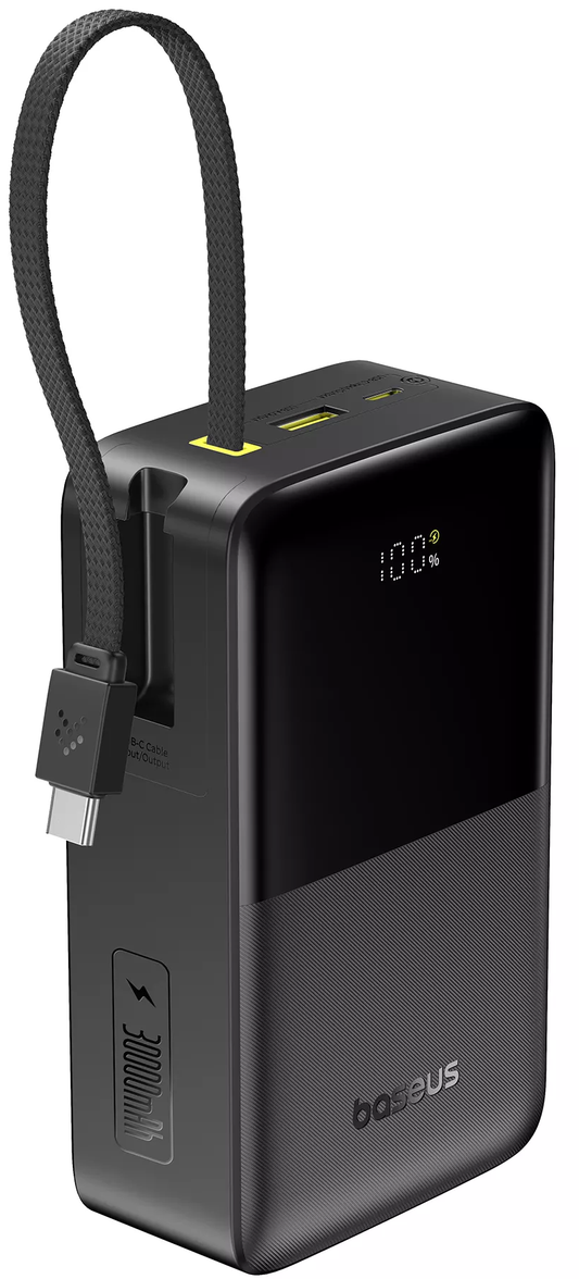 Baseus EnerFill Bipow2 Pro külső akkumulátor, 30000mAh, 22.5W, QC + PD, 1 x USB-A - 2 x USB-C, Fekete E0028100
