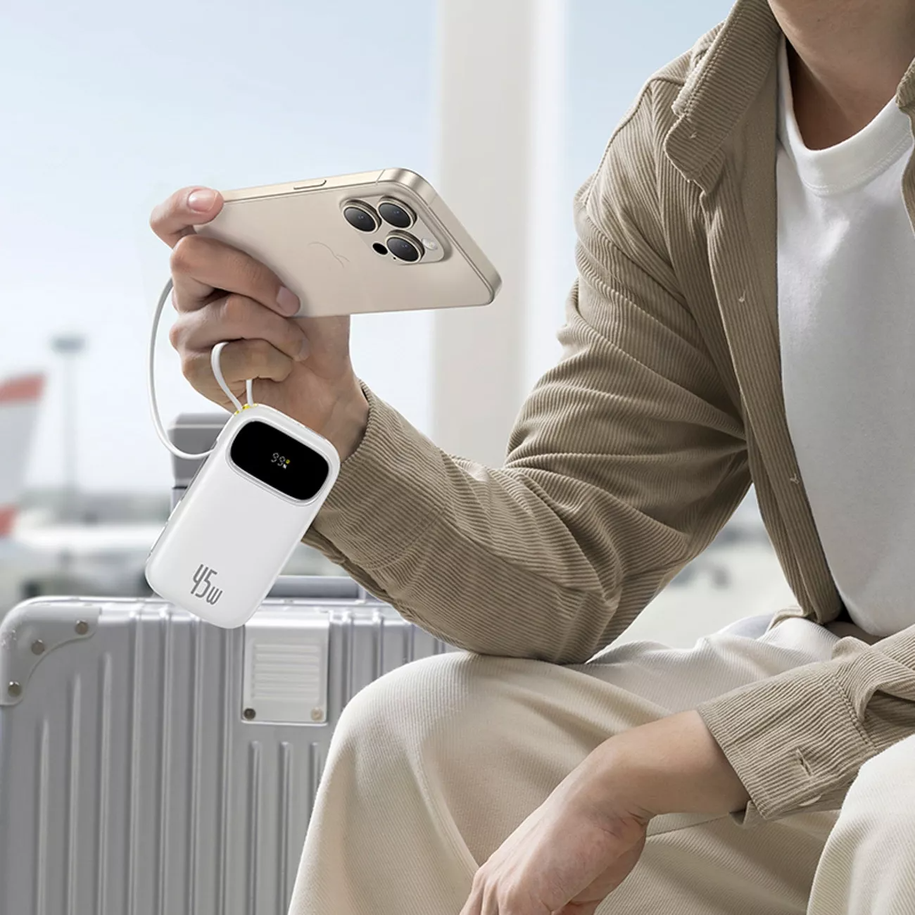 Baseus EnerFill FC31 külső akkumulátor, 20000mAh, 45W, QC + PD, 1 x Lightning - 1 x USB-A - 2 x USB-C, Fehér P10082105213-00