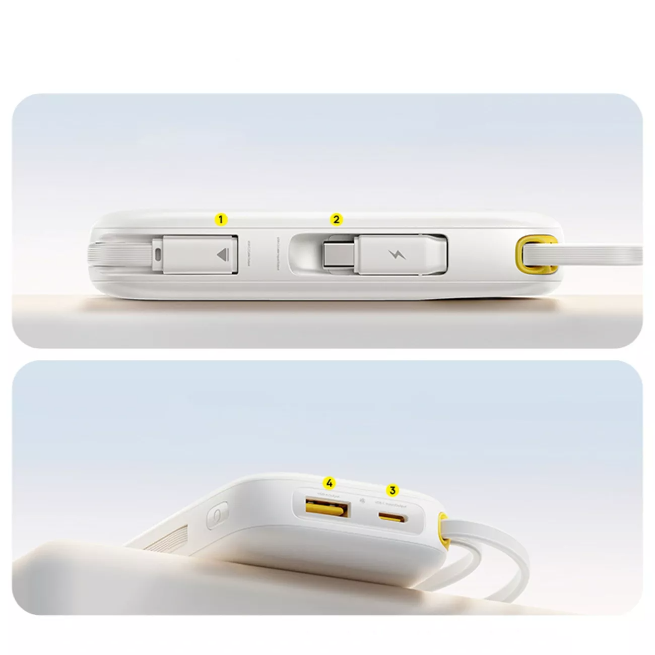 Baseus EnerFill FC31 külső akkumulátor, 20000mAh, 45W, QC + PD, 1 x Lightning - 1 x USB-A - 2 x USB-C, Fehér P10082105213-00