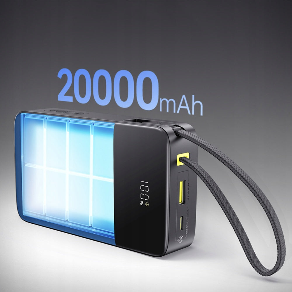 Baseus EnerFill Bipow2 Pro külső akkumulátor, 20000mAh, 22.5W, QC + PD, 1 x USB-A - 2 x USB-C, Fekete E0027701