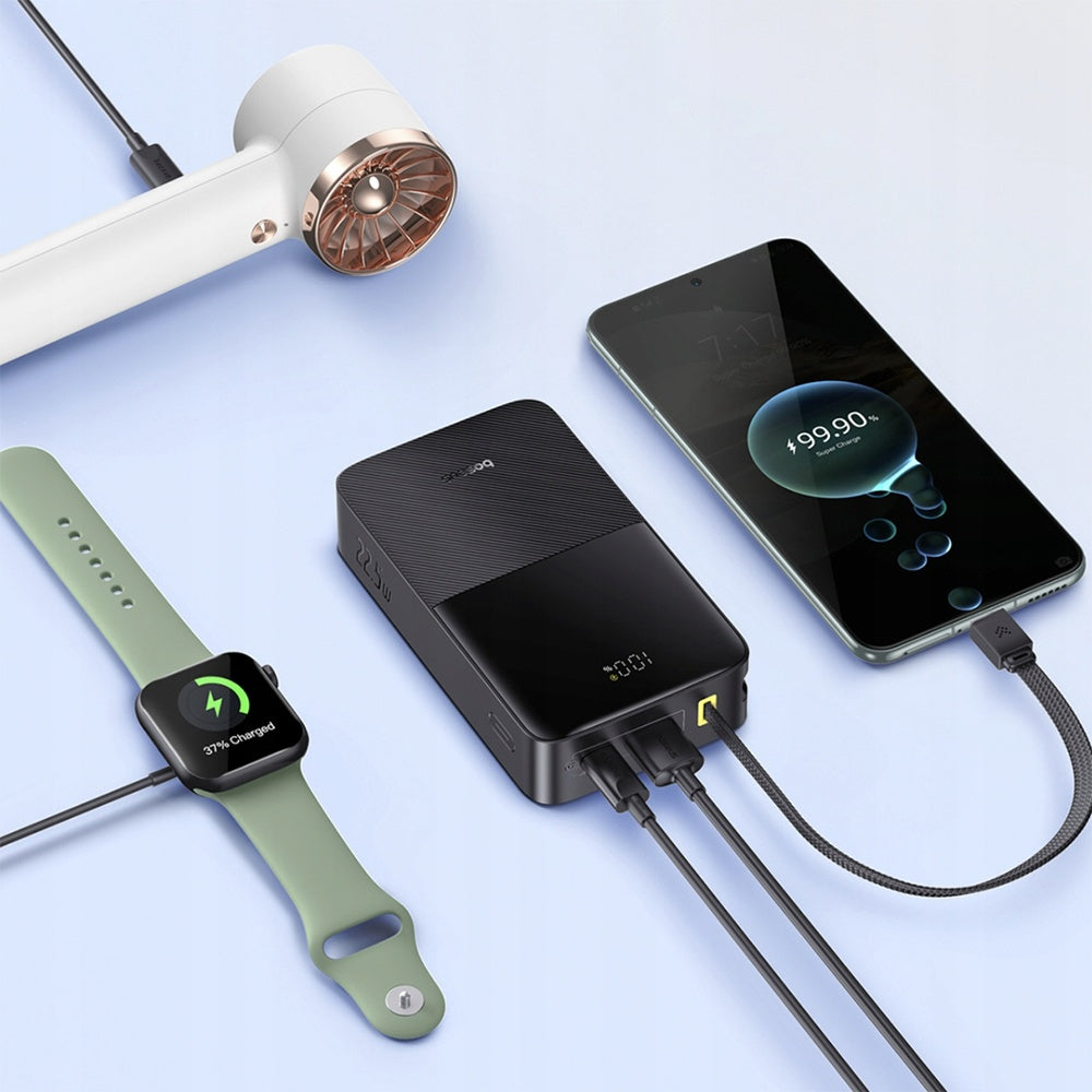 Baseus EnerFill Bipow2 Pro külső akkumulátor, 20000mAh, 22.5W, QC + PD, 1 x USB-A - 2 x USB-C, Fekete E0027701