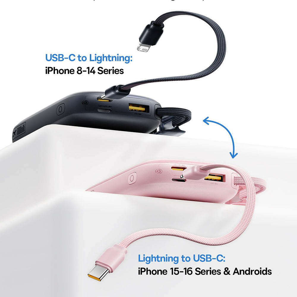 Baseus EnerFill FC21 Qpow 3 Ultra külső akkumulátor, 10000mAh, 22.5W, QC + PD, 1 x USB-A - 1 x USB-C, Rózsaszín E0027L02