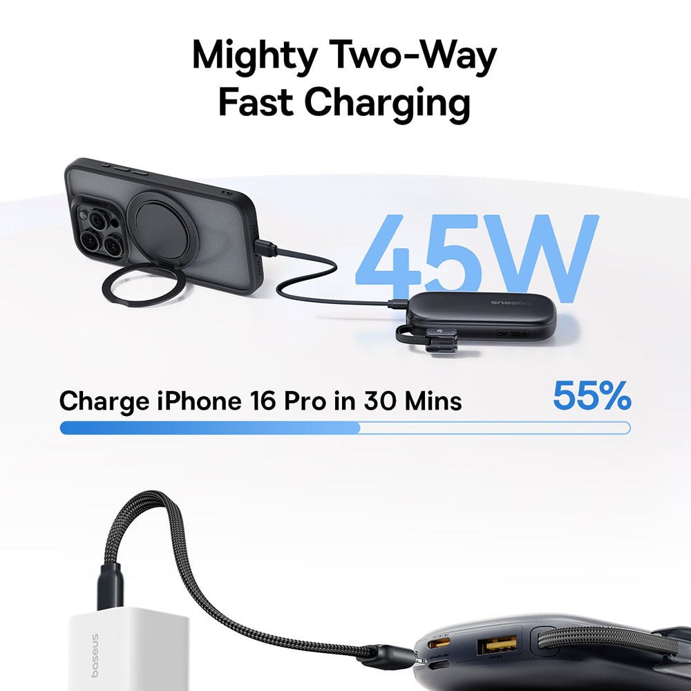 Baseus EnerFill FC21 Qpow 3 Ultra külső akkumulátor, 10000mAh, 45W, QC + PD, 1 x USB-A - 1 x USB-C, kék E0027Q03