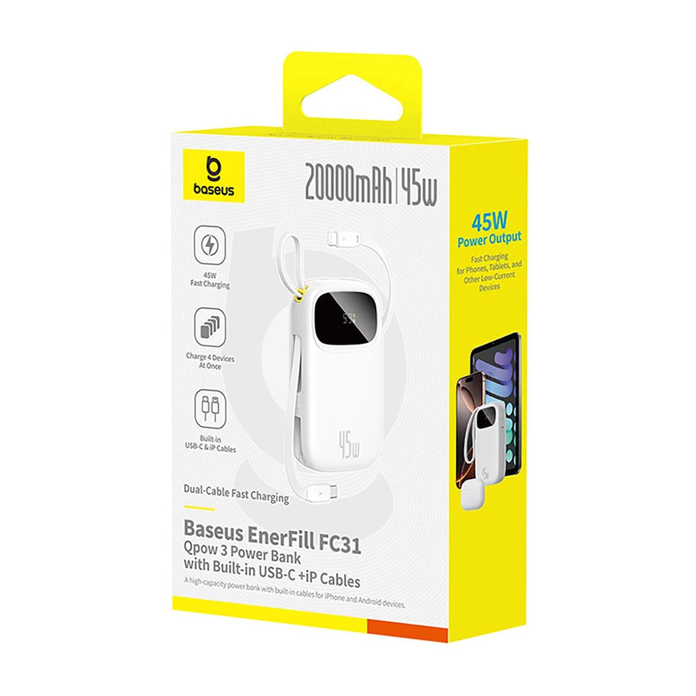 Baseus EnerFill FC31 Qpow 3 külső akkumulátor, 20000mAh, 45W, QC + PD, 1 x Lightning - 1 x USB-A - 2 x USB-C, Lila E0028D02
