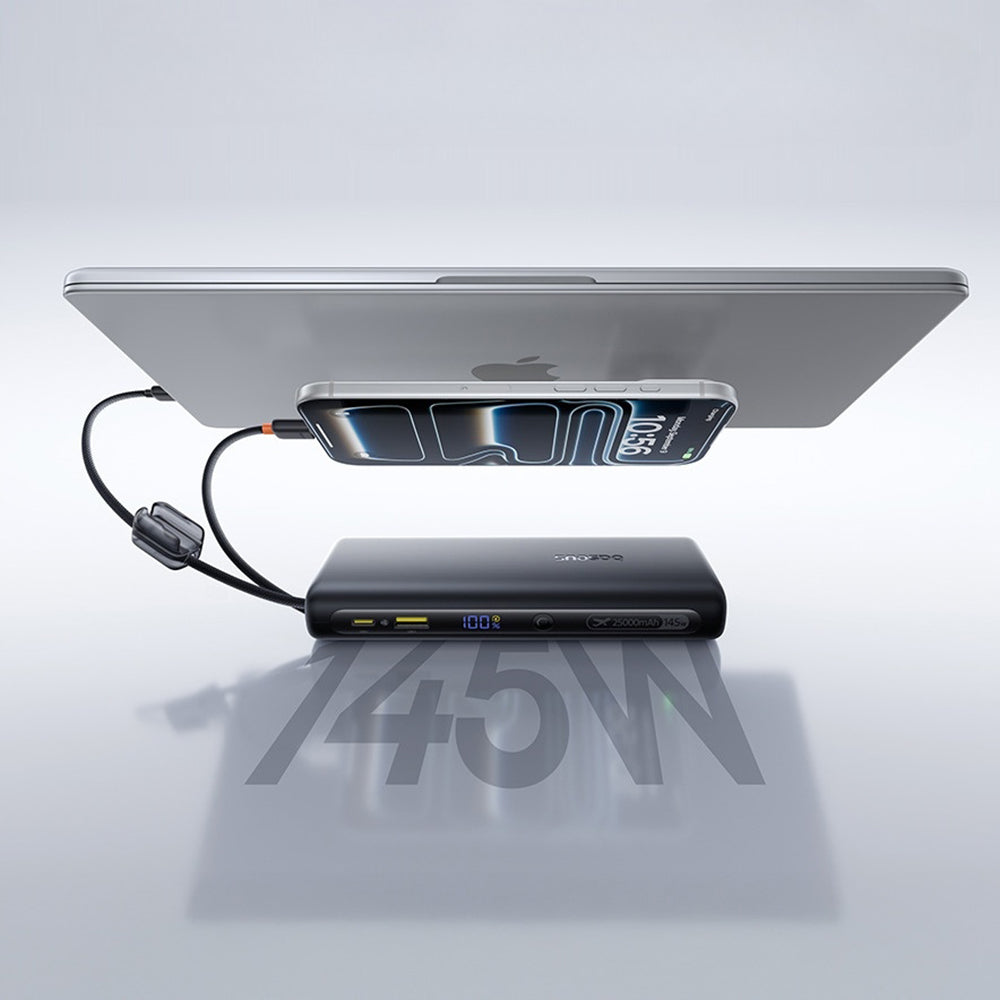 Baseus EnerFill FC41 külső akkumulátor, 25000mAh, 145W, QC + PD, 1 x USB-A - 3 x USB-C, Fekete E0028H03