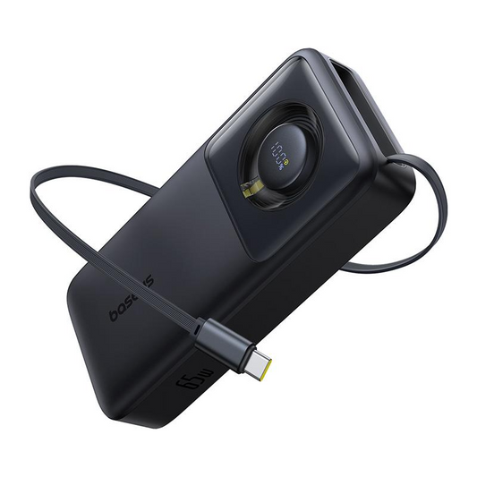 Baseus Free2Pull külső akkumulátor, 20000mAh, 65W, PD, 2 x USB-C, Fekete, Újracsomagolt P10073700123-00