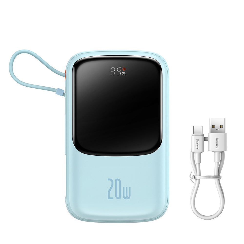 Baseus Qpow Pro külső akkumulátor, 20000mAh, 20W, QC + PD, 1 x Lightning - 1 x USB-A - 1 x USB-C, kék PPQD030003