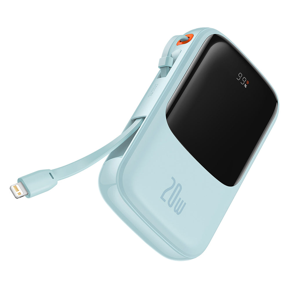 Baseus Qpow Pro külső akkumulátor, 20000mAh, 20W, QC + PD, 1 x Lightning - 1 x USB-A - 1 x USB-C, kék PPQD030003
