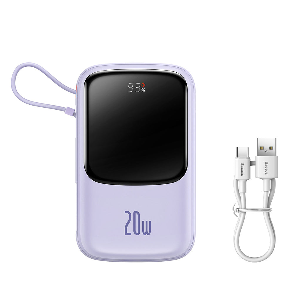 Baseus Qpow Pro külső akkumulátor, 20000mAh, 20W, QC + PD, 1 x Lightning - 1 x USB-A - 1 x USB-C, Lila PPQD030005