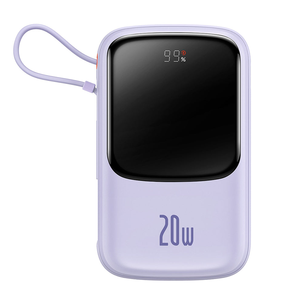 Baseus Qpow Pro külső akkumulátor, 20000mAh, 20W, QC + PD, 1 x Lightning - 1 x USB-A - 1 x USB-C, Lila PPQD030005