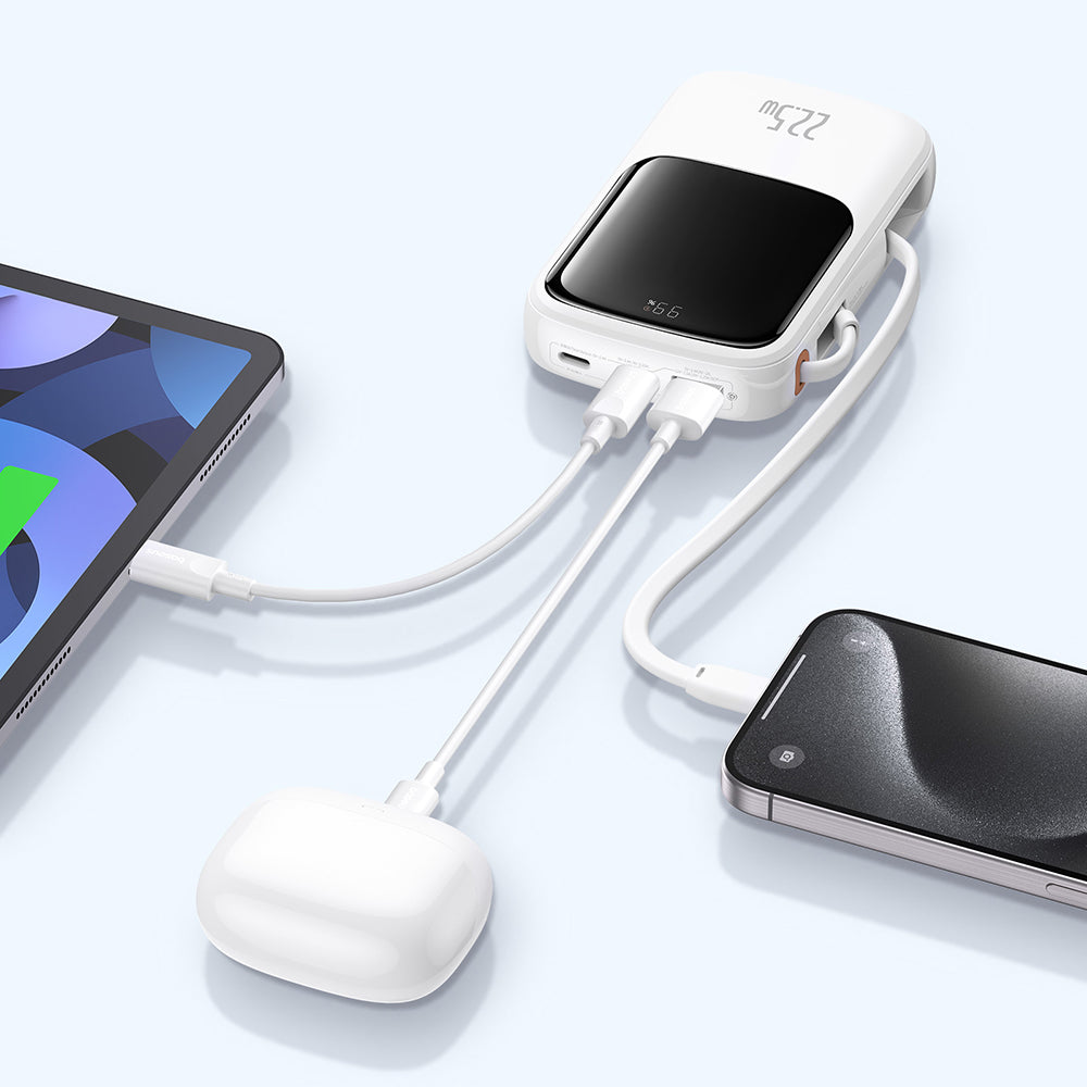 Baseus Qpow Pro+ külső akkumulátor, 10000mAh, 22.5W, QC + PD, 1 x USB-A - 2 x USB-C, Fehér P10067101213-00