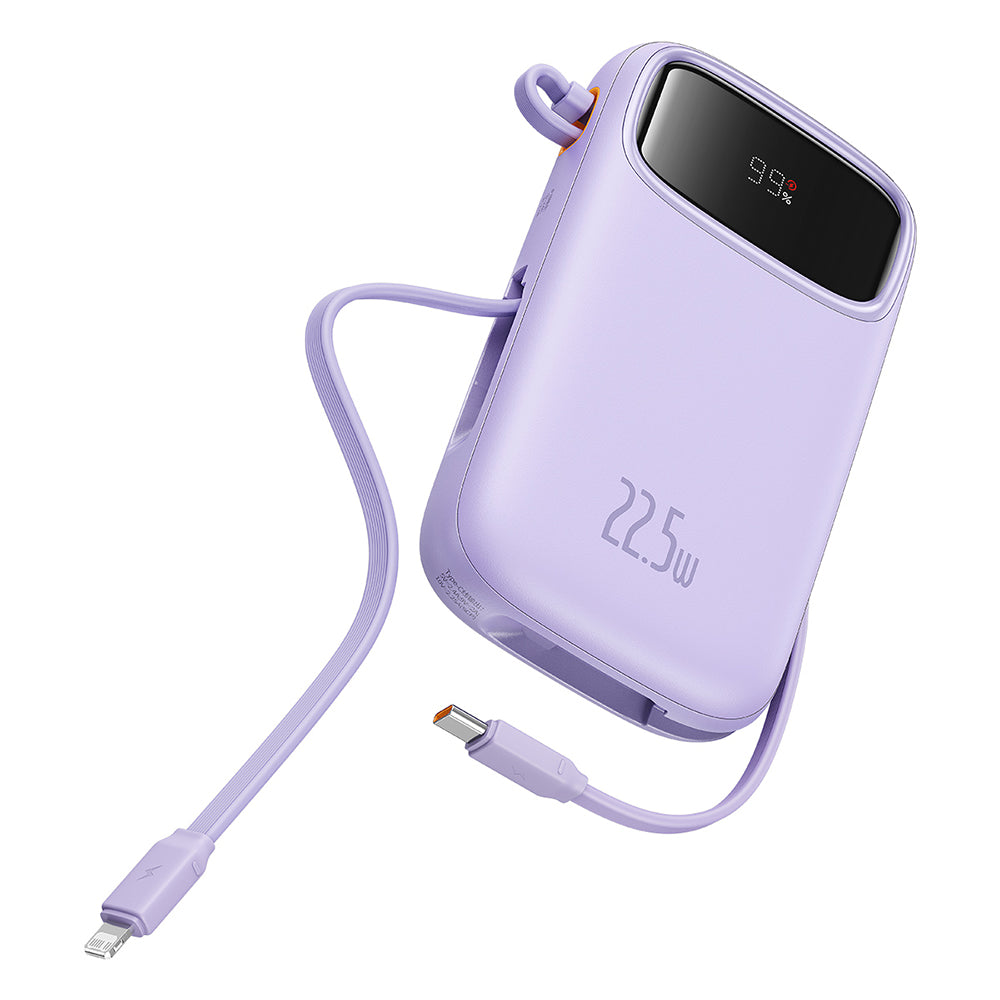 Baseus Qpow Pro+ külső akkumulátor, 10000mAh, 22.5W, QC + PD, 1 x Lightning - 1 x USB-A - 2 x USB-C, Lila P10055003513-00