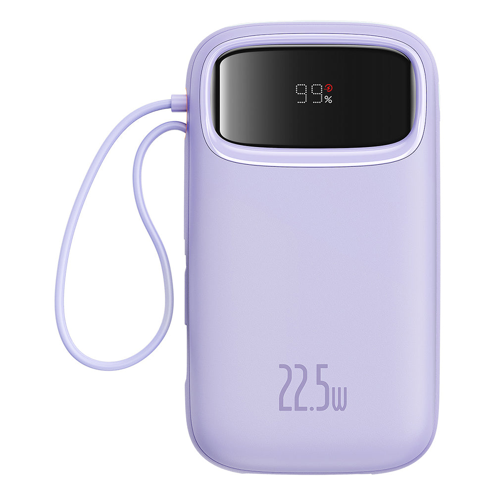 Baseus Qpow Pro+ külső akkumulátor, 10000mAh, 22.5W, QC + PD, 1 x Lightning - 1 x USB-A - 2 x USB-C, Lila P10055003513-00