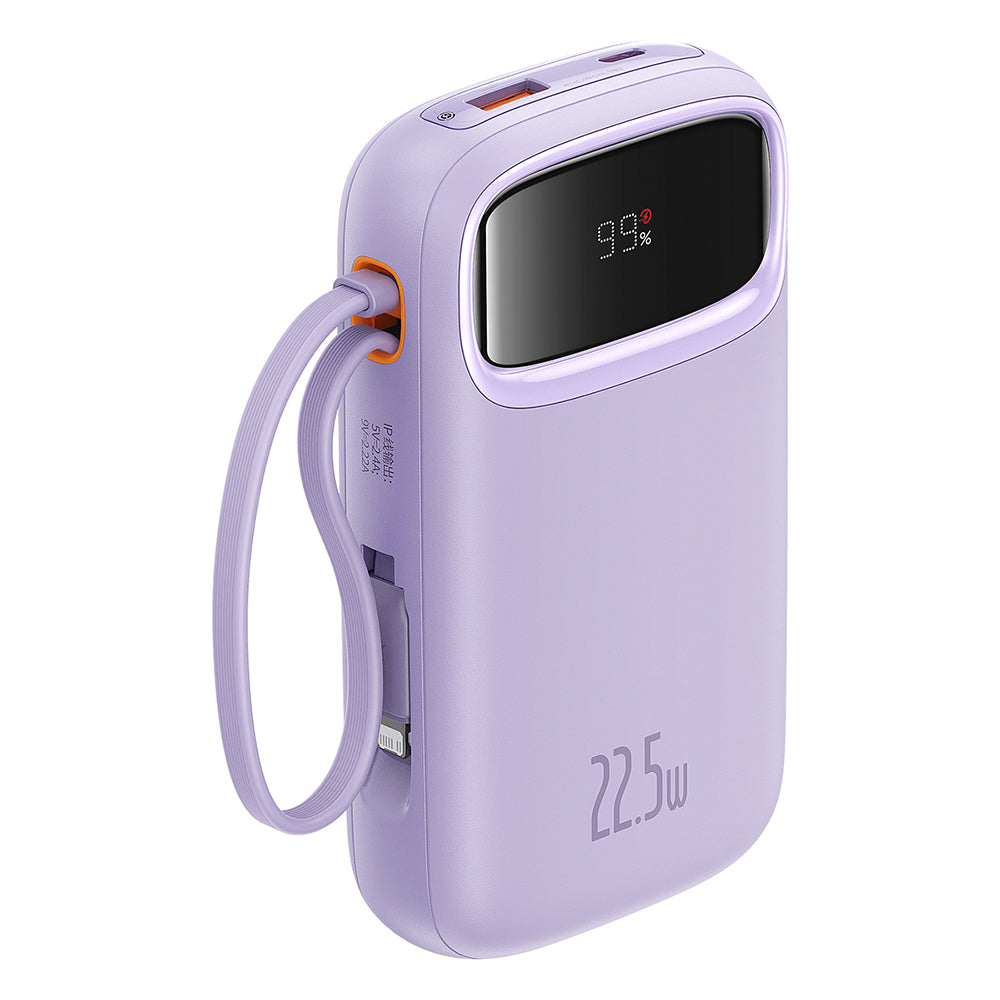 Baseus Qpow Pro+ külső akkumulátor, 10000mAh, 22.5W, QC + PD, 1 x Lightning - 1 x USB-A - 2 x USB-C, Lila P10055003513-00