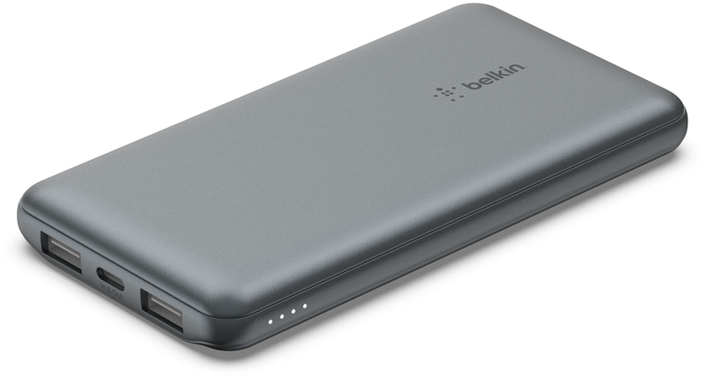 Belkin BoostCharge külső akkumulátor, 10000mAh, 15W, 1 x USB-C - 2 x USB-A, Szürke BPB011btGY