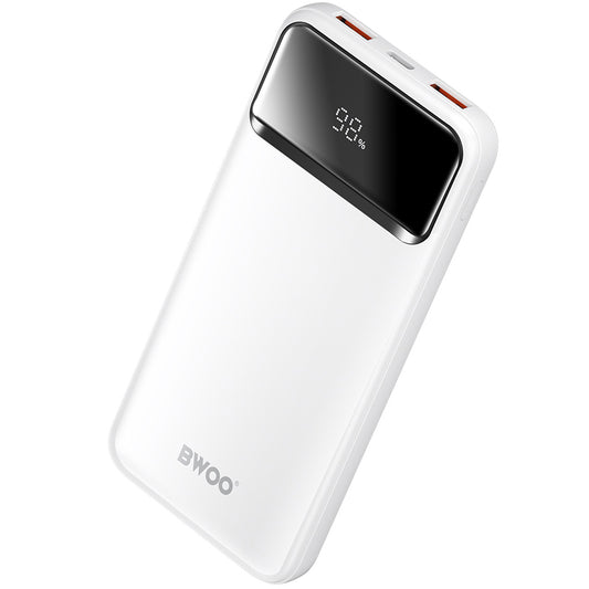BWOO BO-P34 külső akkumulátor, 10000mAh, 22,5W, QC + PD, 1 x USB-C - 2 x USB-A, Fehér