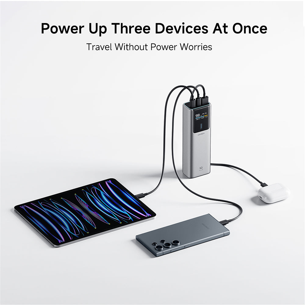 Cuktech PB150P külső akkumulátor, 15000mAh, 120W, QC + PD, 1 x USB-A - 2 x USB-C, Szürke CKPB150POSGR