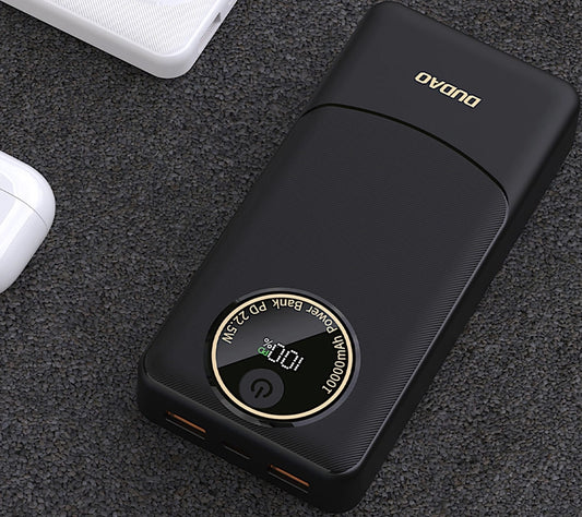 Külső akkumulátor Dudao K12Pro, 20000mAh, 22.5W, QC + PD, 1 x USB-C - 2 x USB-A, Fekete