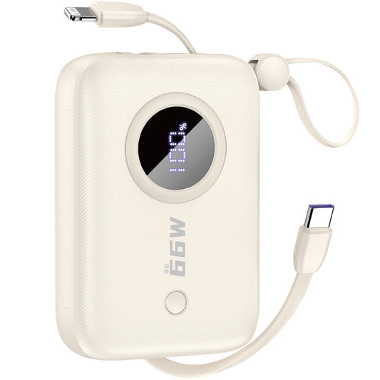 Külső akkumulátor Dudao K14, 10000mAh, 66W, QC + PD, 1 x USB-A - 1 x USB-C, Bézs színű