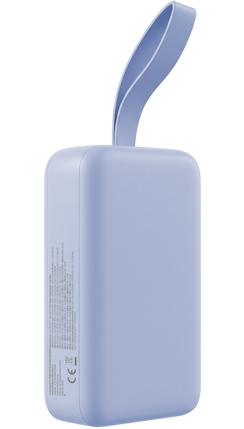 Forever Vibe-TB65 külső akkumulátor, 20000mAh, 65W, QC + PD, 2 x USB-A - 2 x USB-C, Kék
