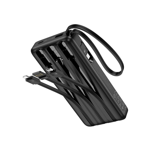 HOCO J146 külső akkumulátor, 10000mAh, 10W, 1 x Lightning - 1 x microUSB - 1 x USB-A - 1 x USB-C, Fekete