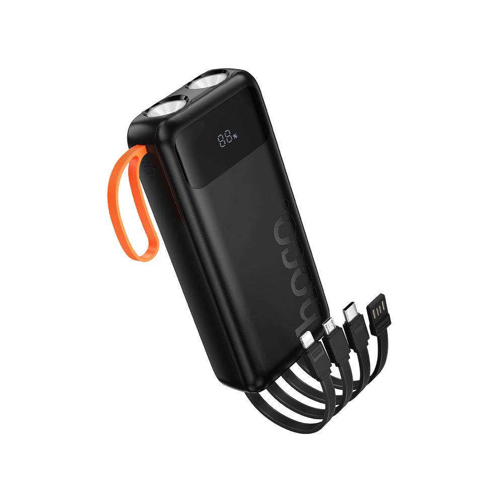 HOCO J151A külső akkumulátor, 20000mAh, 10W, 1 x Lightning - 1 x microUSB - 1 x USB-A - 1 x USB-C, Fekete