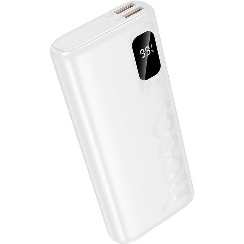 HOCO J158 Pro Runner külső akkumulátor, 10000mAh, 22,5W, QC + PD, 1 x USB-C - 2 x USB-A, Fehér