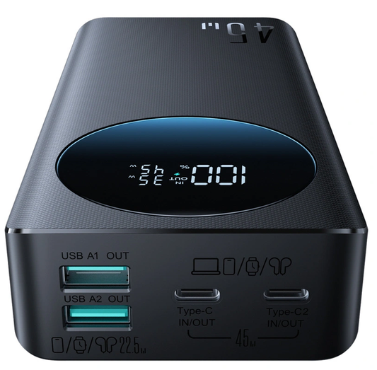 Joyroom JR-PBF02 Pro külső akkumulátor, 20000mAh, 45W, QC + PD, 2 x USB-A - 2 x USB-C, Fekete