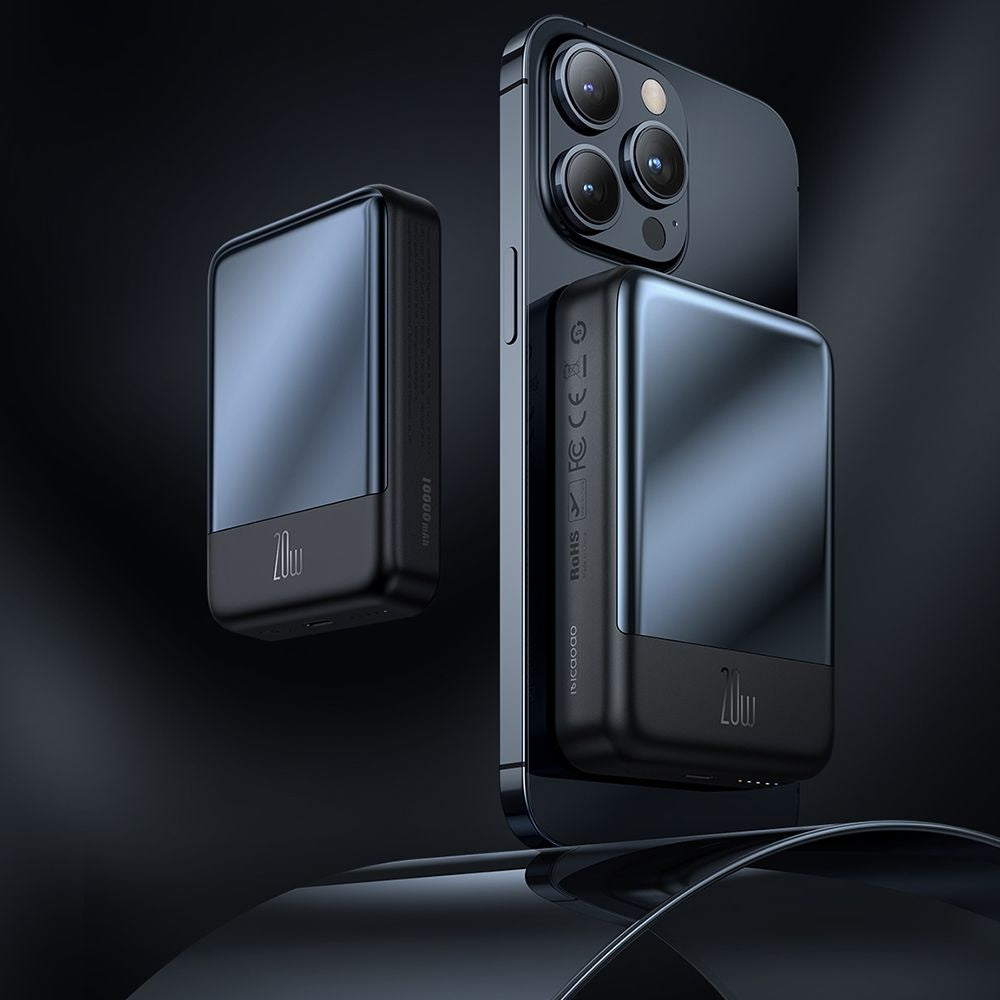 McDodo MC-4261 Ambilight vezeték nélküli külső akkumulátor, 10000mAh, 20W, PD + FQI, 1 x QI - 1 x USB-C, Fekete