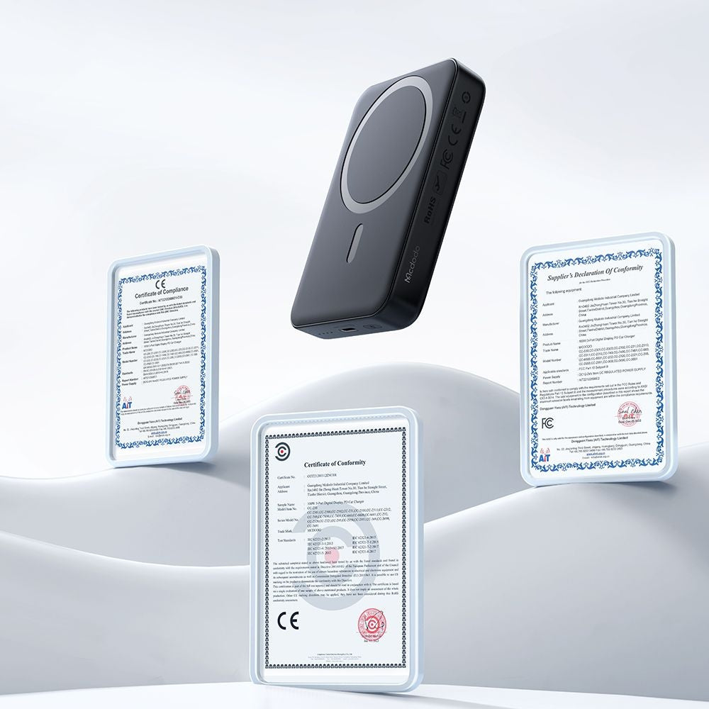 McDodo MC-5931 Ambilight vezeték nélküli külső akkumulátor, 10000mAh, 30W, PD + FQI, 1 x QI - 1 x USB-C, Fekete