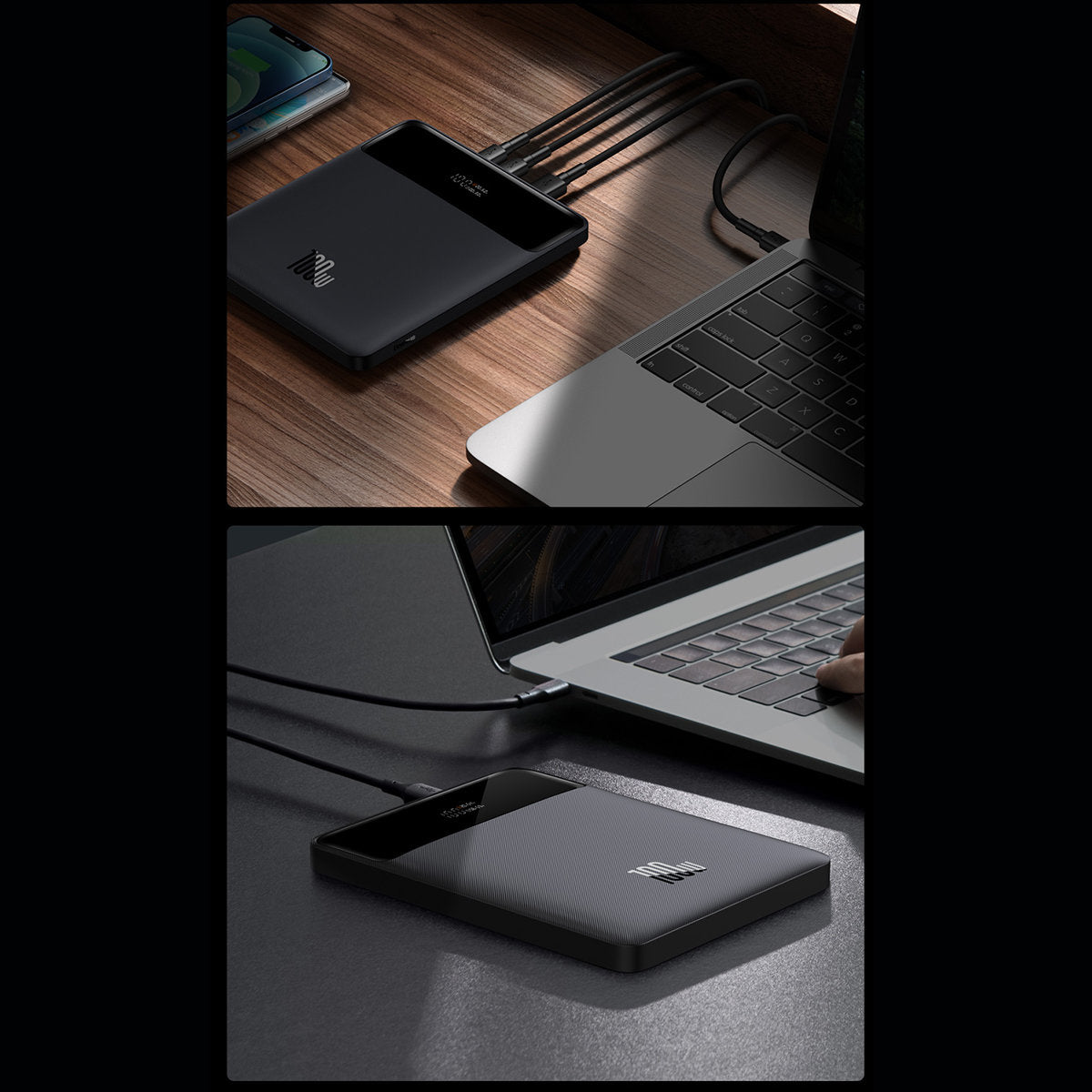 Baseus Blade Ultrathin külső akkumulátor, 20000mAh, 100W, QC + PD, 2 x USB-A - 2 x USB-C, Fekete PPBL000201
