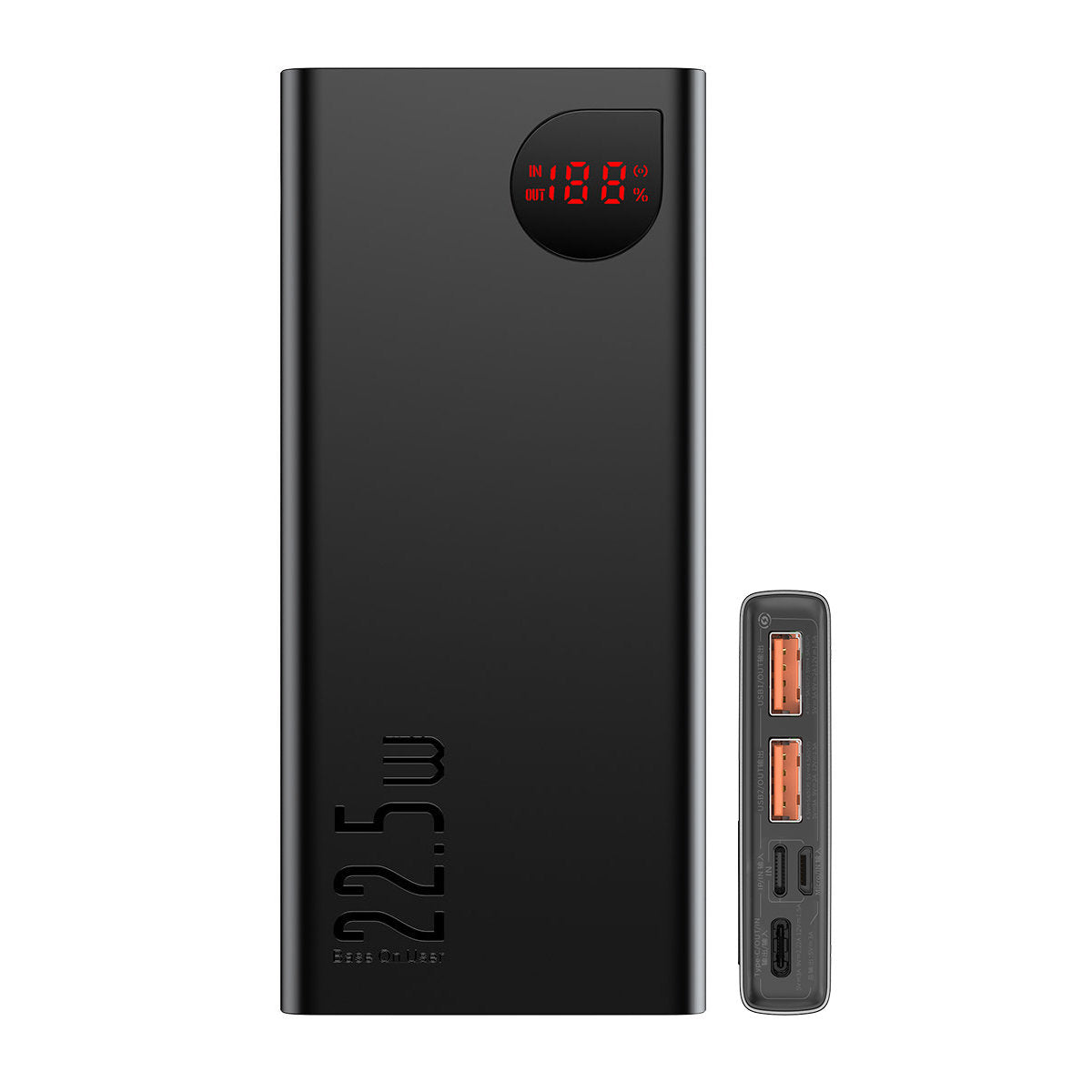 Baseus Adaman külső akkumulátor, 10000mAh, 22.5W, QC + PD, 1 x USB-C - 2 x USB-A, Fekete PPAD070001